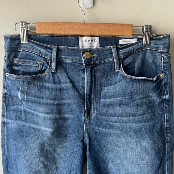 Frame medium Wash Blue Denim Le Skinny De Jeanne crop Jeans Women's Size 32 - Picture 3 of 11
